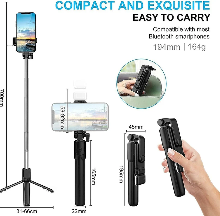 All-in-One Wireless Bluetooth Selfie Stick Tripod